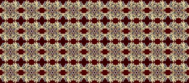 Çizgi sanatı tasarım şablonu için kusursuz sınır. Doğu tarzı element. Davetiyeler, kartlar, web sayfası için Raster illüstrasyon. Kahverengi, bej ve kırmızı renklerde altın element. Altın çizgili çiçek dekoru.