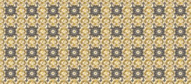 Klasik klasik klasik arka plan. Geleneksel oryantasyon süsü. Klasik raster sarısı, kusursuz desen. Altın elementlerle bej, gri ve nötr renklerde pürüzsüz desen.