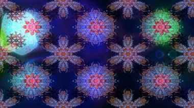 Raster düz çiçekleri pürüzsüz desen. Hediye ambalaj kağıdı, tebrik kartları, posterler ve pankart tasarımı. Mavi, mor ve gri renkte çiçekler.