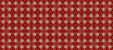 Kırmızı, kahverengi ve bej renklerde altın elementlerle klasik, pürüzsüz desen. Raster illüstrasyonu.