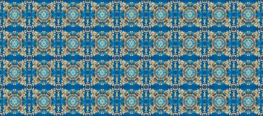 Süslü raster dekorasyonu. Lüks, kraliyet ve Viktorya dönemi konsepti. Altın element mavi, bej ve nötr renklerde. Klasik barok çiçekli desenli altın rengi mavi, bej ve nötr..