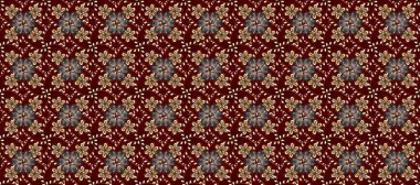 Damask kusursuz yinelenen arkaplan. Doku arka planında altın duvar kâğıdı. Barok tarzında altın çiçekli süs. Kahverengi, kırmızı ve gri renklerde altın element.