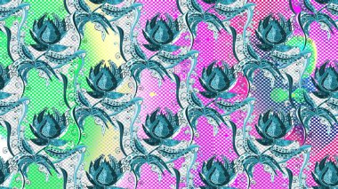 Bahar çiçekleriyle güzel el çiçekleri. Güzel kumaş deseni. Raster illüstrasyonu.