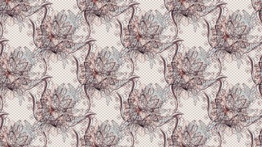 Şirin çiçek elementleri. Tarafsız, gri ve kahverengi renkte çiçekler. Raster illüstrasyonu. Çizim.