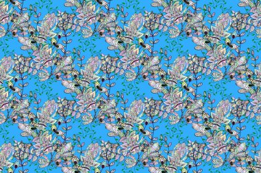 Raster Hip kumaş deseni. Kusursuz Vintage Çiçek Deseni.