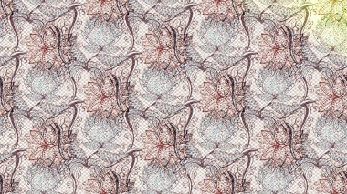 Sketch Floral Pattern in Raster illustration. Fancy fabric pattern. Colour Spring Theme sketch pattern Background. Flat Flower Elements Design.