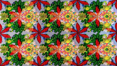 Çiçekli çiçek deseni, suluboya. Yeşil, kırmızı ve nötr renkte çiçekler. Renkli bahar temalı eskiz kalıbı. Düz Çiçek Elementleri Tasarım Raster illüstrasyonu.