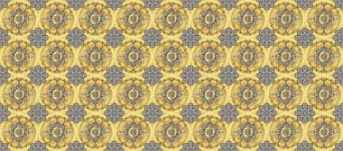 Raster altın desen. Kusursuz altın desenli bukleler. Doğu tarzı arabesk. Altın elementli bej ve sarı renkler. Raster illüstrasyonu.