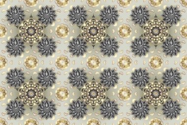 Seamless abstract background with repeating elements. Elegant raster classic pattern. Gray, neutral and beige and golden pattern. clipart