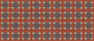 Barok tarzında duvar kağıdı tasarımı için kusursuz damaske deseni arkaplanı. Süslü raster dekorasyonu. Altın desenli gri, kahverengi ve kırmızı altın elementlerle.