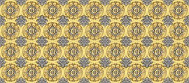 Raster altın desen. Kusursuz altın desenli bukleler. Doğu tarzı arabesk. Altın elementli bej ve sarı renkler. Raster illüstrasyonu.