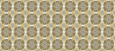 Gri, bej ve sarı renklerdeki grafiksel, kusursuz desen. Kusursuz raster arka plan. Duvar kâğıdı barok, İspanyol kumaşı. Kusursuz çiçek deseni.