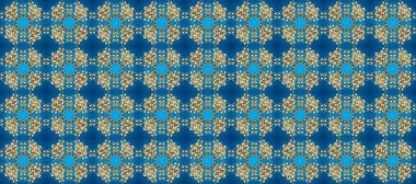 Kusursuz altın desen. Mavi, nötr ve bej renklerde altın elementlerle kusursuz desen. Raster doğulu süsü.