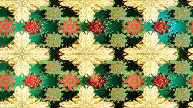 Raster floral pattern in doodle style with flowers. Gentle, spring floral background. Flowers on green, beige and yellow colors. clipart