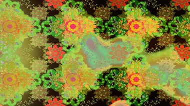 Zarif, parlak ve eskiz yeşil, sarı ve kahverengi çiçek desenli tasarım. Sabıka fotoğraflarında, bebek kıyafetlerinde, duvar kâğıtlarında, paket kutularında falan kullanılabilir. Raster..