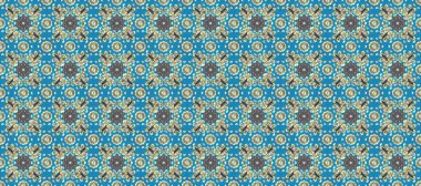 Raster illüstrasyonu. Kusursuz klasik raster altın desenli. Mavi, bej ve altın elementli nötr renklerde kusursuz desen. Geleneksel oryantasyon süsü. Klasik vintage arkaplan.