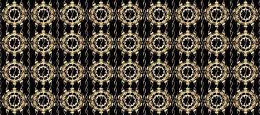 Barok tarzında altın çiçekli süs. Doku arka planında altın duvar kâğıdı. Altın element siyah, kahverengi ve beyaz renklerde. Damask kusursuz yinelenen arkaplan.