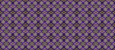 Mor, kahverengi ve gri renkte altın bir element. Damask arkaplanı. Altın çiçekli, pürüzsüz desen. Barok tarzında altın çiçekli süs..