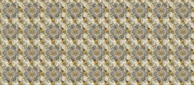 Altın desenli çiçek dekoru. Doğu tarzı element. Çizgi sanatı tasarım şablonu için kusursuz sınır. Gri, bej ve nötr renklerde altın element. Davetiyeler, kartlar, web sayfası için Raster illüstrasyonu