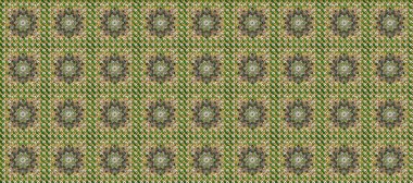 Altın antika ortaçağ dekoratifi, yapraklar ve kahverengi, yeşil ve bej renkli altın desenli süslemeleri olan pürüzsüz bir desen. Kusursuz kraliyet lüksü, altın barok kumaş rengi..