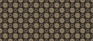 Kahverengi, bej ve siyah renklerde altın elementlerle klasik desen. Noel, kar tanesi, yeni yıl.