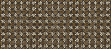 Gri, kahverengi ve bej renkli desen. Kına dövmeli süs çiçekleri, altın çıkartmalar, mehndi ve yoga tasarımı, kartlar ve parmak izleri. Raster altın mehndi kusursuz desen.