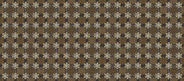 Gri, kahverengi ve bej renkli desen. Kına dövmeli süs çiçekleri, altın çıkartmalar, mehndi ve yoga tasarımı, kartlar ve parmak izleri. Raster altın mehndi kusursuz desen.