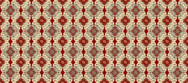 Bej, kırmızı ve kahverengi renklerde, altın elementli, pürüzsüz desenler. Şam tasarım için kusursuz desen.