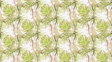 Tarafsız, bej ve yeşil renklerde bahar çiçekleri. Çiçekli karalama şeklinde Raster çiçek deseni. Raster illüstrasyonu.