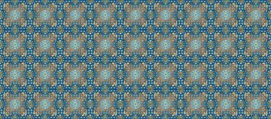 İslam tasarımı. Raster altın tekstil baskısı. Altın desenli mavi, gri ve bej renklerde altın elementler. Kusursuz desenli oryantal süs. Çiçek karoları.