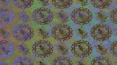 Renkli unsurlarla hareketli arka plan görüntüleri. Çiçekler. Eski model. Bayrak tarzı. Video kaydı. Şablon. Döngü. Kusursuz..