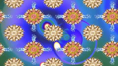 Renkli unsurlarla hareketli arka plan görüntüleri. Çiçekler. Eski model. Bayrak tarzı. Video kaydı. Şablon. Döngü. Kusursuz..