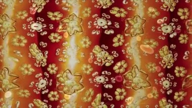 Renkli unsurlarla hareketli arka plan görüntüleri. Çiçekler. Eski model. Bayrak tarzı. Video kaydı. Şablon. Döngü. Kusursuz..