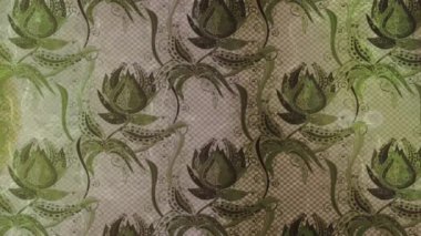 Renkli unsurlarla hareketli arka plan görüntüleri. Çiçekler. Eski model. Bayrak tarzı. Video kaydı. Şablon. Döngü. Kusursuz..