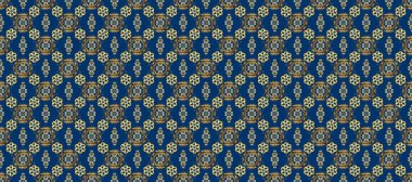 Barok tarzında duvar kağıdı tasarımı için kusursuz damaske deseni arkaplanı. Süslü raster dekorasyonu. Altın desenli mavi, kahverengi ve bej rengi altın elementlerle.