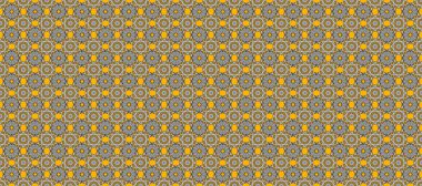 El yapımı raster renginde, Mandala pürüzsüz desen. Arapça, Hintçe, Türkçe ve Osmanlıca kültür dekorasyonu. Kahverengi, sarı ve gri renkli etnik süsler. Sihirli vintage baskı, kumaş.