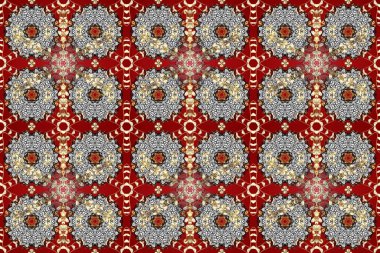 Barok tarzında kusursuz bir doğulu süsü. Geleneksel altın sarısı desenli kırmızı, gri ve kahverengi renklerde altın elementlerle.