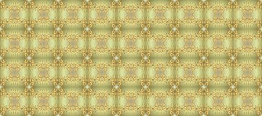 Kusursuz altın desenli bukleler. Raster illüstrasyonu. Tarafsız, sarı ve kahverengi renklerde altın elementler. Doğu tarzı arabesk. Raster altın desen.