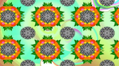 Düz çiçek öğeleri tasarım. Güzel kumaş deseni. Raster çizimde sorunsuz çiçek desenli. Bahar Tema Dikişsiz desen arka plan rengi.