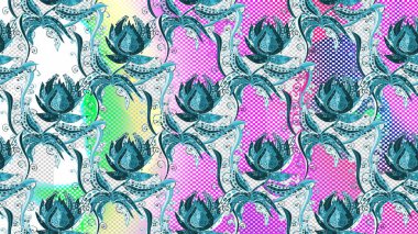 El çiçeği deseni duvar kâğıdı olarak kullanılabilir. Mavi, nötr ve gri renkte çiçekler. Raster illüstrasyonu.