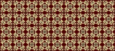 Geleneksel raster ve altın desen. Klasik oryantal desen kahverengi, bej ve kırmızı renkler üzerine. Damask pürüzsüz süsü.