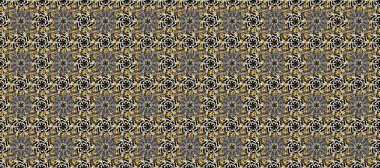 Tekrarlayan elementlerle soyut arkaplan oluşturun. Raster illüstrasyonu. Kusursuz damaske klasik altın desen. Gri, siyah ve kahverengi renklerde altın desenli altın sarısı elementler.