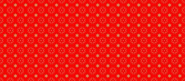 Kırmızı, turuncu ve bej renklerinde, altın çiçekli altın desenler. Raster geometrik arka plan. Senin tasarımın için, duvar kağıdı. Altın rengi kusursuz illüstrasyon.