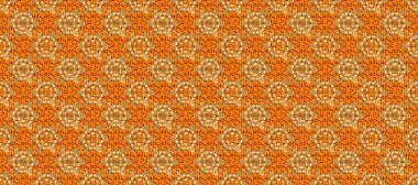 Raster illüstrasyonu. Oriental raster klasik kahverengi, turuncu ve altın desenli. Kusursuz soyut arkaplan.