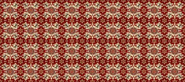 Soyut duvar kâğıdı, ambalaj dekorasyonu. Kırmızı, bej ve kahverengi renklerde Raster altın deseni. Kış sembolü, Mutlu Noeller, Mutlu yıllar 2019. Altın kar taneleri basit, pürüzsüz desen.