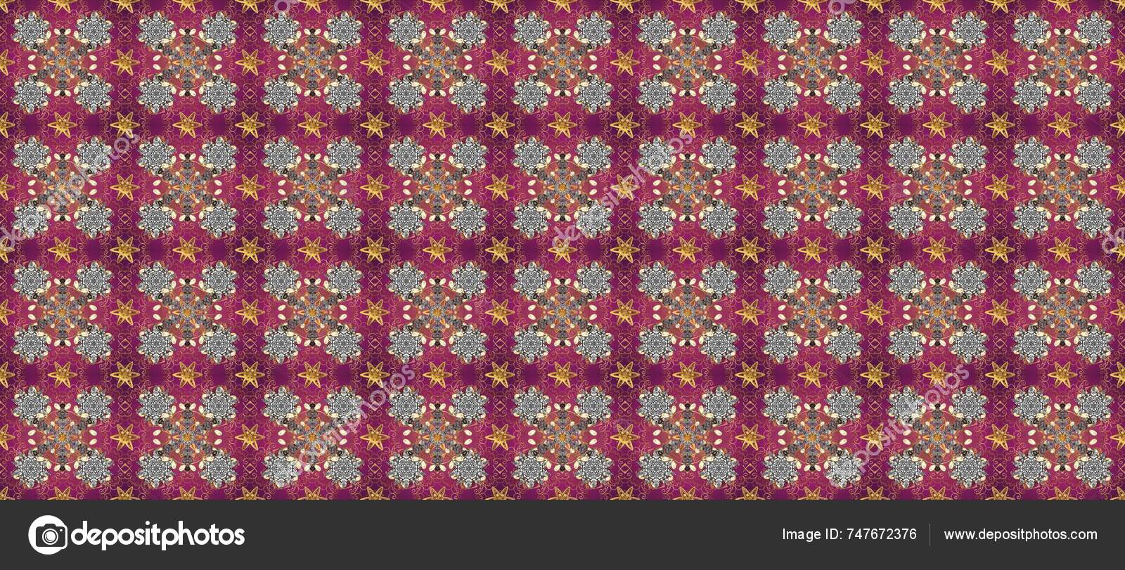 Purple Gray Brown Colors Gold Elements Raster Illustration Seamless ...