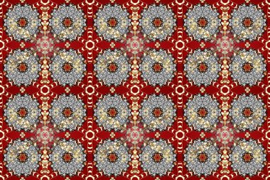 Barok tarzında kusursuz bir doğulu süsü. Geleneksel altın sarısı desenli kırmızı, gri ve kahverengi renklerde altın elementlerle.