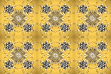 Geleneksel oryantasyon süsü. Kusursuz klasik raster altın desenli. Altın desenli sarı, bej ve gri renklerde altın elementler. Klasik vintage arkaplan.