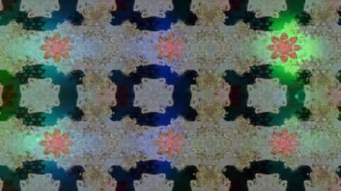 Renkli unsurlarla hareketli arka plan görüntüleri. Çiçekler. Eski model. Bayrak tarzı. Video kaydı. Şablon. Döngü. Kusursuz..