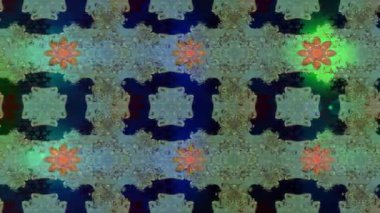 Renkli unsurlarla hareketli arka plan görüntüleri. Çiçekler. Eski model. Bayrak tarzı. Video kaydı. Şablon. Döngü. Kusursuz..